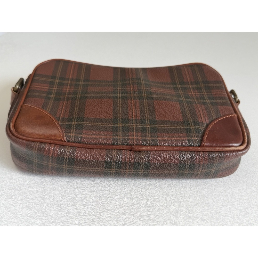 Vintage Polo Ralph Lauren Tartan Plaid Crossbody Bag Leather Trim No Strap - Picture 3 of 16